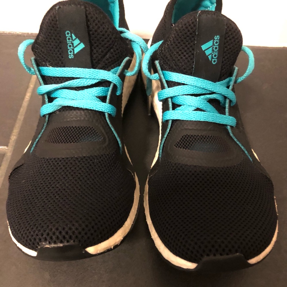 Adidas PureBoost X Black & Teal Running Sneakers Size 7